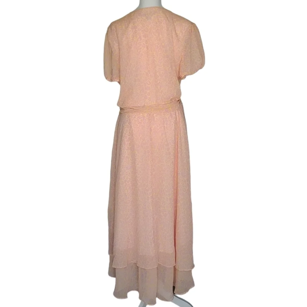 Betsey Johnson Dress‎ Size 14 Peach Call of the Wild Leopard Print Wrap FRO1W90 - Picture 13 of 13